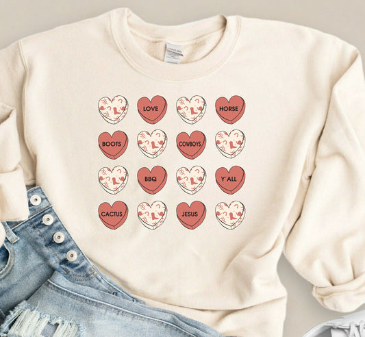 Never Stop Loving Cowboys Sweatshirt, Western Cowgirl Glam Valentine's Day Sweater, Girl's Night Vday Shirt, Country Rodeo Valentine .