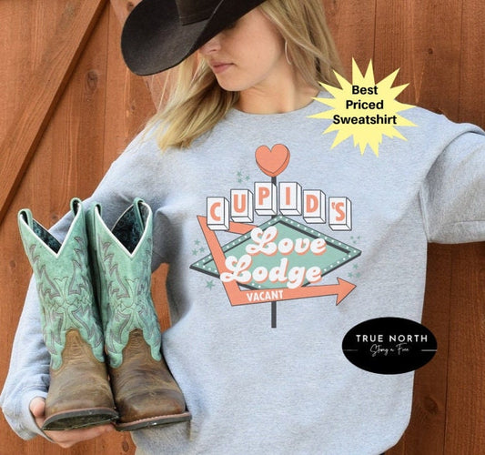 DTF Transfer Cupids Love Lodge  Retro Boho Vintage Western Valentine Women V day Groovy Design