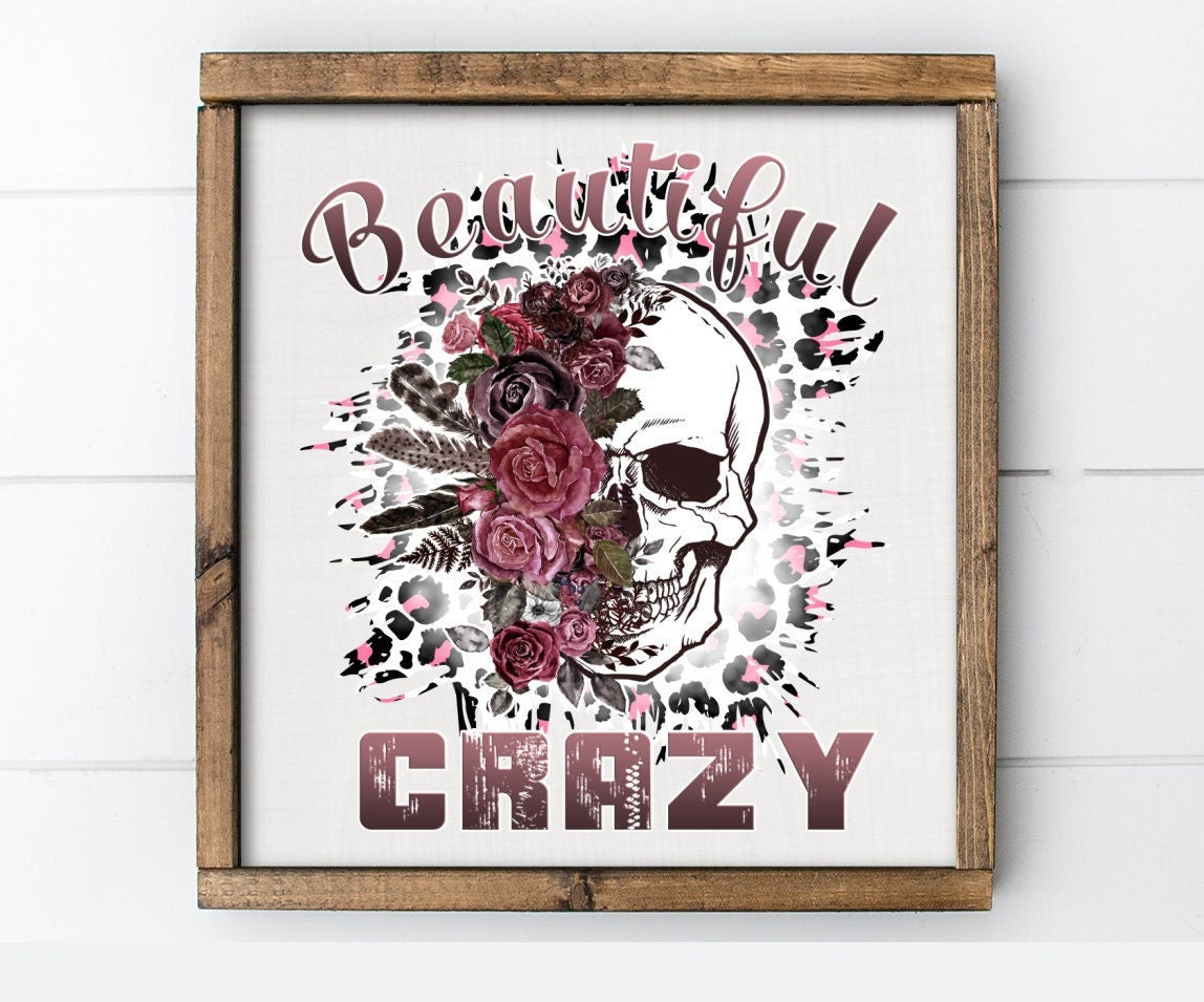 DTF Transfer Wood or T-Shirts  Beautiful Crazy Skull