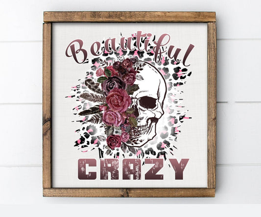 DTF Transfer Wood or T-Shirts  Beautiful Crazy Skull