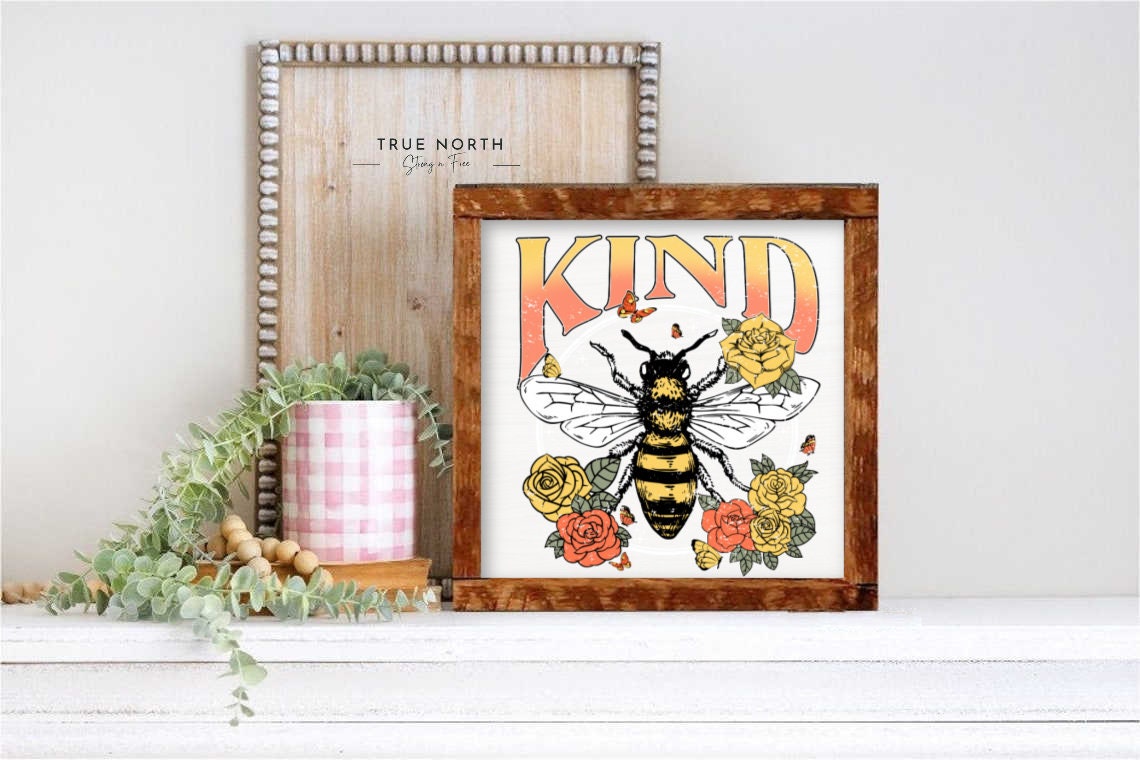 DTF Transfer Wood or T-Shirts Bee Happy distressed       spring summer  beekeeper gardener