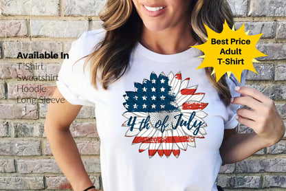 America Sunflower Shirt, USA Flag Flower T Shirt, Gift For American, 4th Of July Flag Graphic T-Shirt, Freedom TShirt, Independence Shirt