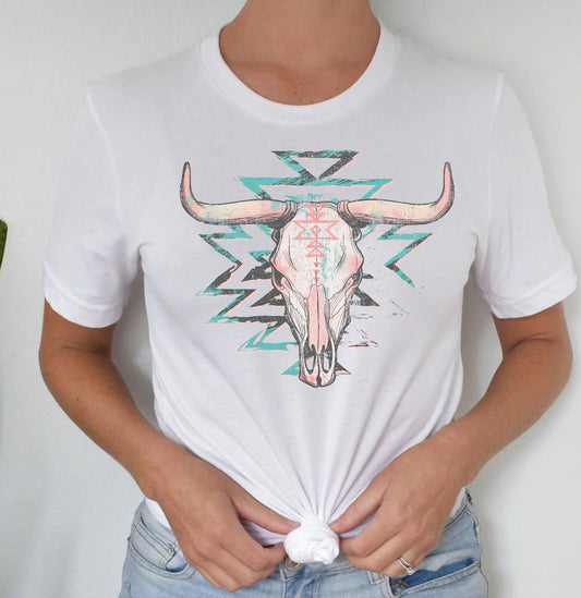 Cow Skull Shirt, Western Aztec Bull Skull Shirt, Boho Cow Skull, Western Gift, Cowgirl Shirt, Southern Tee, Rodeo T-shirt, Country Shirt .