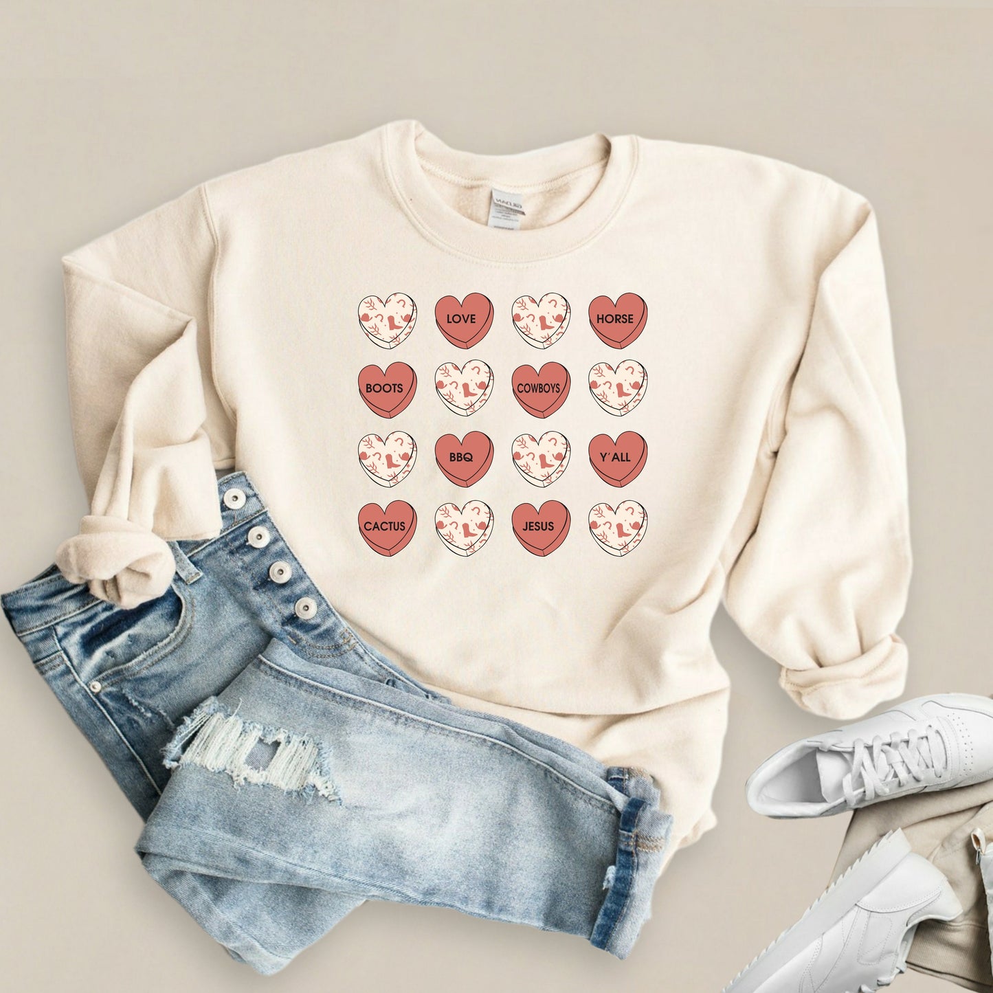 Never Stop Loving Cowboys Sweatshirt, Western Cowgirl Glam Valentine's Day Sweater, Girl's Night Vday Shirt, Country Rodeo Valentine .