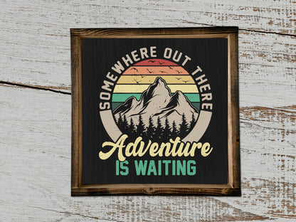 13" Framed  Adventure Awaits Sign, Inspirational Home Decor, Uplifting Gift, Small Wood Signs, Bog Road Designs