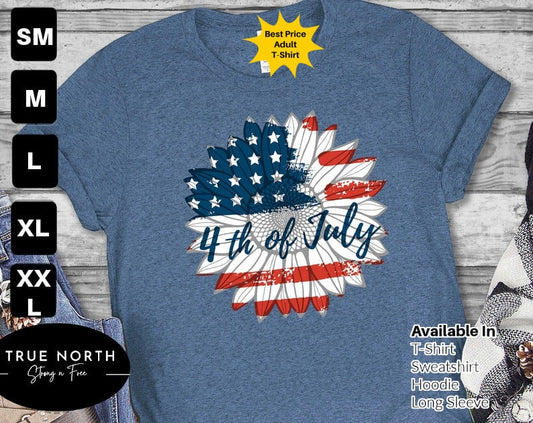 DTF Transfer America Sunflower , USA Flag Flower T , Gift For American, 4th Of July Flag Graphic , Freedom , Independence