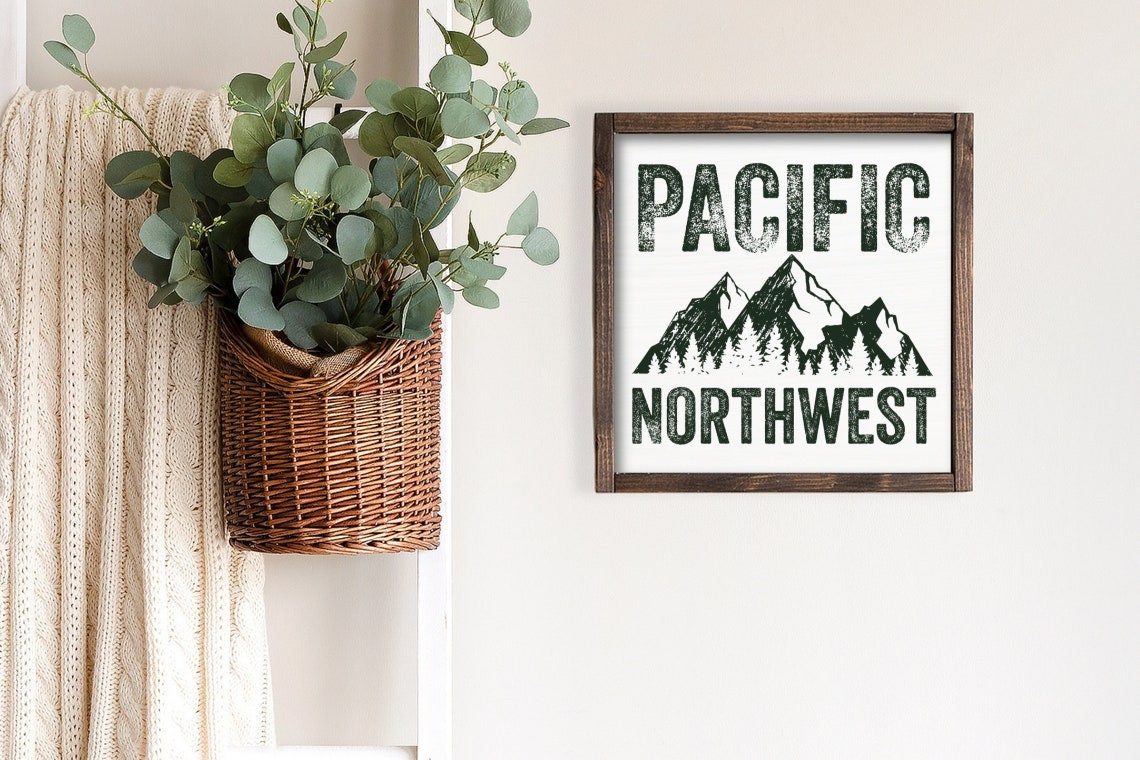 13" Framed  Pacific Northwest Coastal Mood - Pacific Northwest Home Decor, Washington Landscape