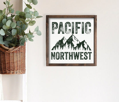 13" Framed  Pacific Northwest Coastal Mood - Pacific Northwest Home Decor, Washington Landscape
