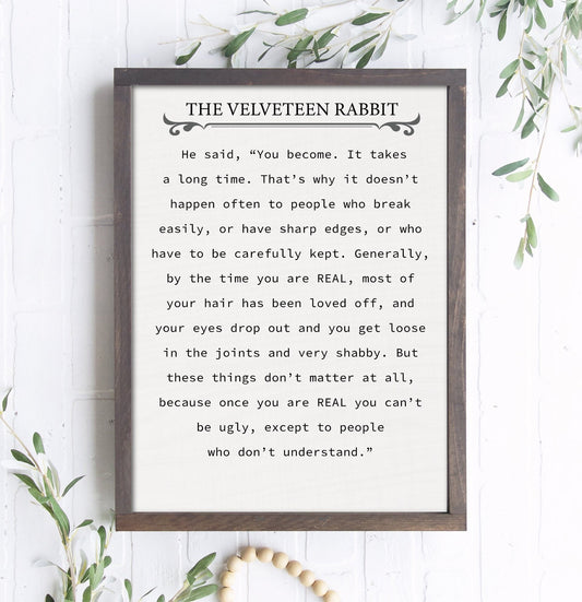 13"x25" The Velveteen Rabbit Wall Art | Velveteen Rabbit Sign | Velveteen Rabbit Quote Print  Velveteen Rabbit Nursery The Velveteen Rabbit