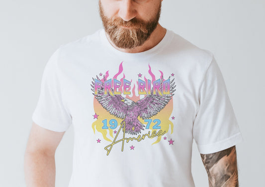 DTF Transfer Free Bird 1973 , Boho Graphic , Retro Music , Boho Mens , Mens Long Sleeve Hippie , Retro , Eagle , Gift .