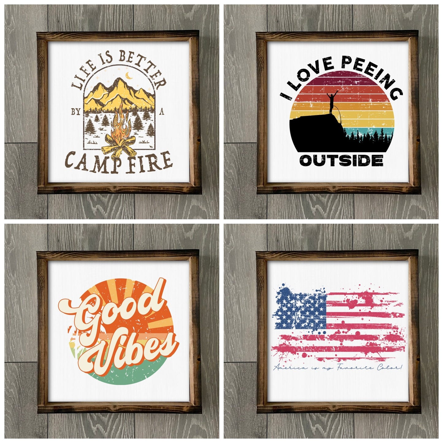 Camping Signs or Wooden Camper | Mini Framed Sign | Wooden Trailer | Camping Sign | Farmhouse | Camp Decor