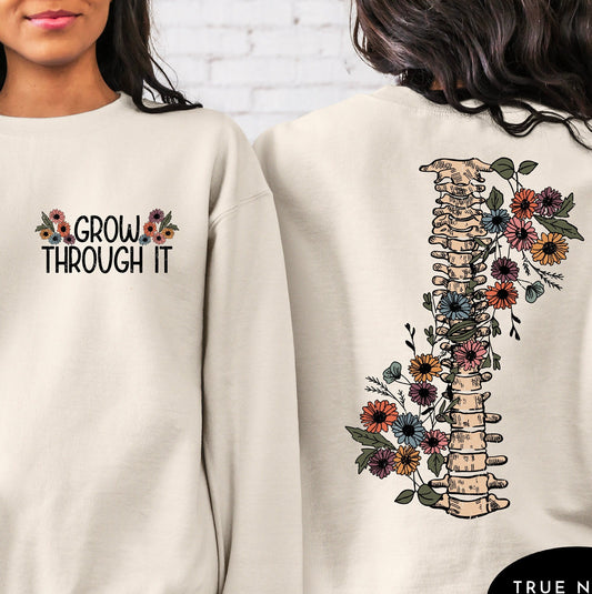 Grow Through It Shirt, Motivational Shirt, Positive Saying Tee, Grow Through Tee,Mental Health Shirt,Flower Skeleton Shirt, Plant Lady Shirt .