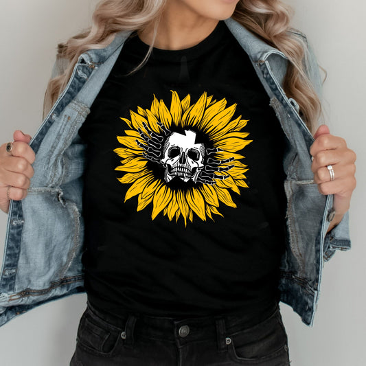 Skull Sunflower Crewneck Sweatshirt, Skull Sweatshirt, Sunflower Sweatshirt, Halloween Sweatshirt, Unisex Sweatshirt, Fall Sweatshirt .