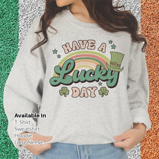 Lucky Sweatshirt, Clover Sweatshirt, St Patricks Day Sweatshirt, Saint Patrick's Pullover, Lucky Sweater, Clovers, Simple Holiday Sweater, .