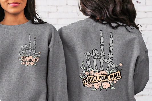 Protect Your Peace Sweatshirt, Front And Back Printed Sweatshirt or Hoodie, Back and Front Design, Aesthetic Sweater, Positive Hoodie .