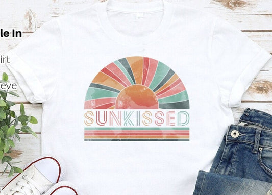 DTF Transfer Sunkissed T Shirt, Summer T Shirt, Vintage T Shirt, Sunkissed Shirt, Summer Shirt