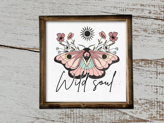 13" Framed  Vintage Soul Sign  Floral Sign Vintage Graphic Sign Retro Sign Butterfly Sign Monarch Butterfly