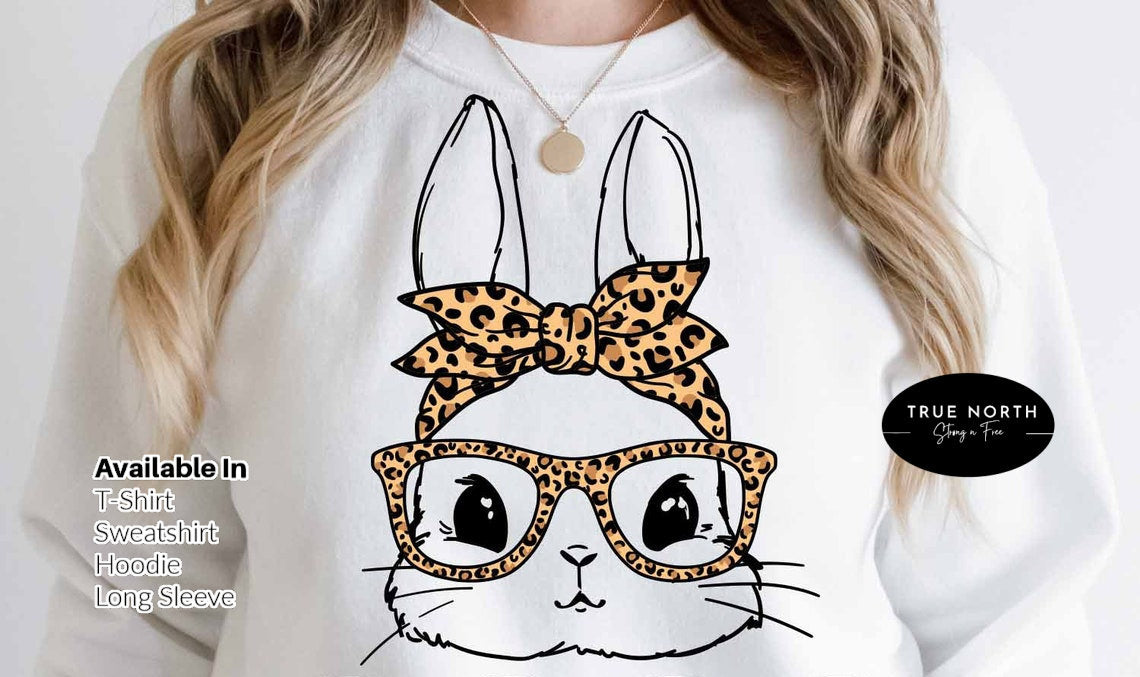 Bunny With Leopard Glasses Shirt, Easter Shirt,Ladies Easter Bunny shirt Easter Bunny Shirt,Easter Shirts For Women,Bunny With Glasses Shirt