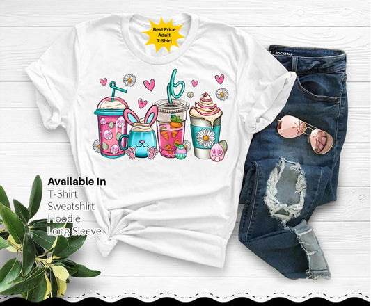 Easter Coffee Bunny Shirt, Easter Coffee Cups Shirt, Easter Egg T-Shirt, Coffee Cups Shirt, Cute Easter Shirts, Easter Coffee Shirt, Cup Tee .