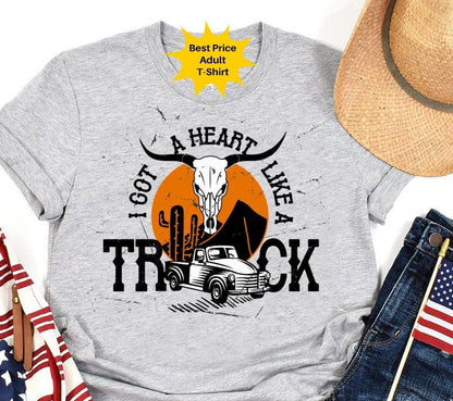 DTF Transfer Heart Like a Truck , Country Music